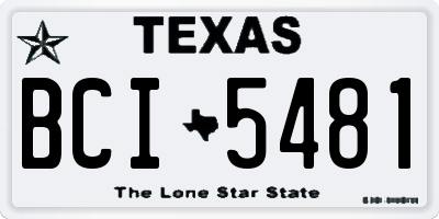 TX license plate BCI5481