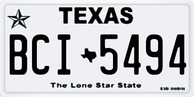 TX license plate BCI5494