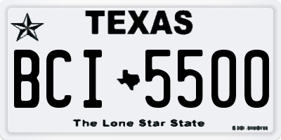 TX license plate BCI5500