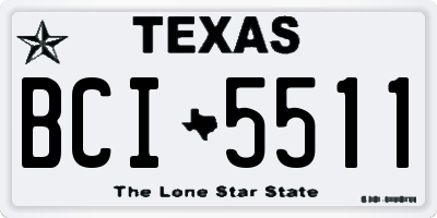 TX license plate BCI5511