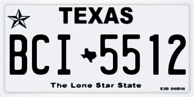TX license plate BCI5512