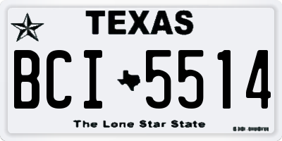 TX license plate BCI5514