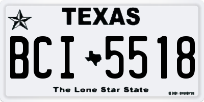 TX license plate BCI5518