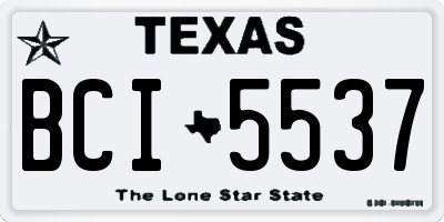 TX license plate BCI5537