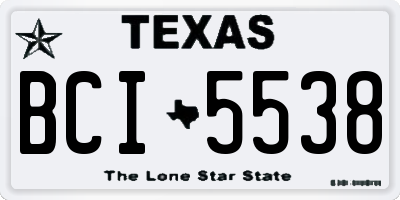 TX license plate BCI5538