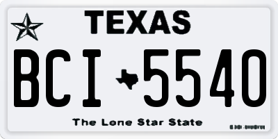 TX license plate BCI5540