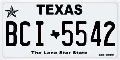 TX license plate BCI5542