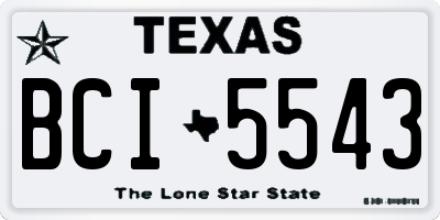 TX license plate BCI5543