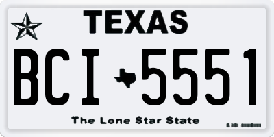 TX license plate BCI5551