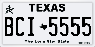 TX license plate BCI5555