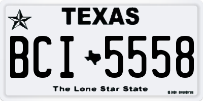 TX license plate BCI5558