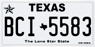TX license plate BCI5583