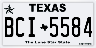 TX license plate BCI5584
