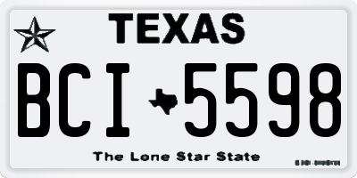 TX license plate BCI5598