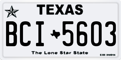 TX license plate BCI5603