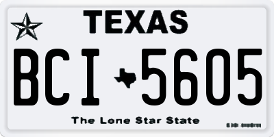 TX license plate BCI5605