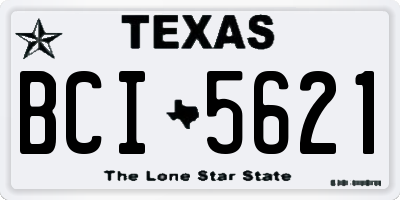 TX license plate BCI5621
