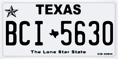 TX license plate BCI5630