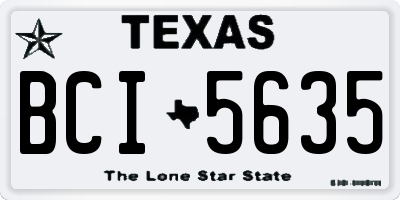 TX license plate BCI5635
