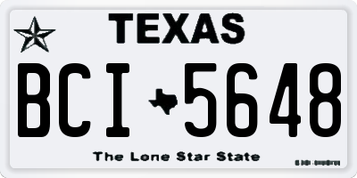 TX license plate BCI5648