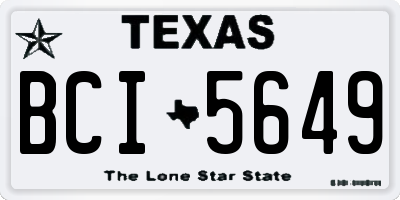 TX license plate BCI5649