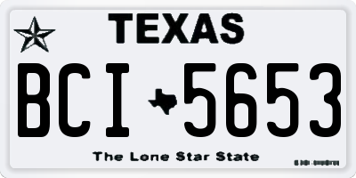 TX license plate BCI5653