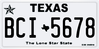TX license plate BCI5678