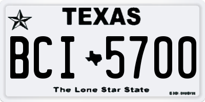 TX license plate BCI5700