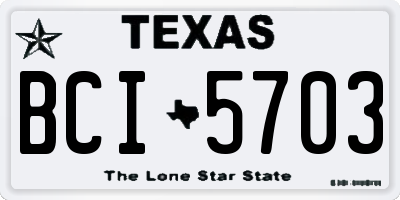 TX license plate BCI5703