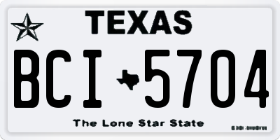 TX license plate BCI5704