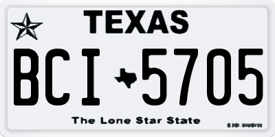 TX license plate BCI5705