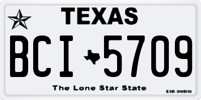 TX license plate BCI5709