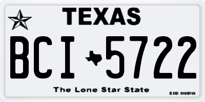 TX license plate BCI5722