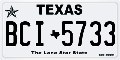 TX license plate BCI5733