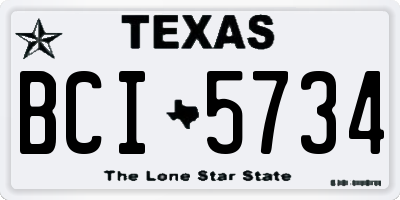 TX license plate BCI5734