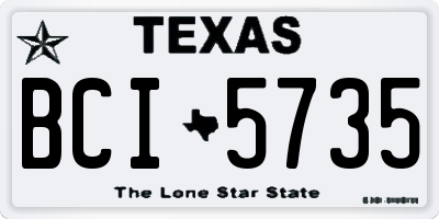 TX license plate BCI5735