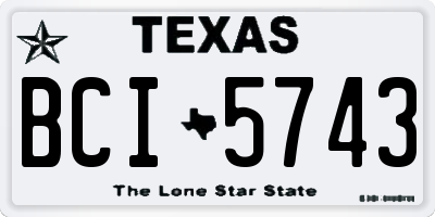 TX license plate BCI5743
