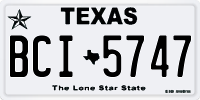 TX license plate BCI5747