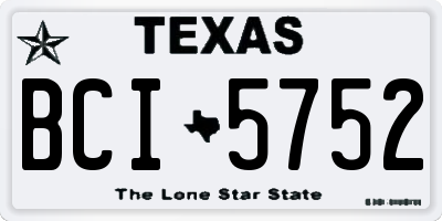 TX license plate BCI5752