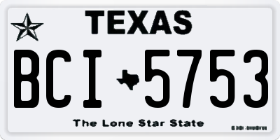 TX license plate BCI5753