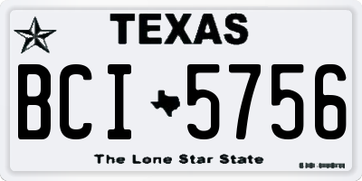 TX license plate BCI5756