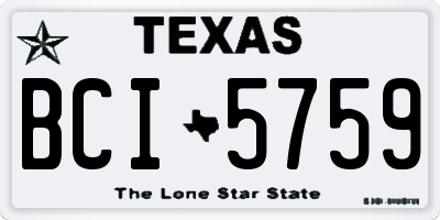 TX license plate BCI5759