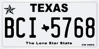 TX license plate BCI5768