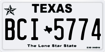 TX license plate BCI5774