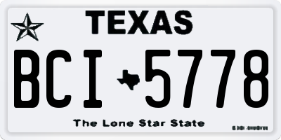 TX license plate BCI5778