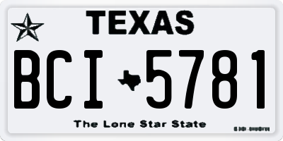 TX license plate BCI5781