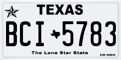 TX license plate BCI5783