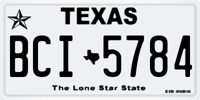 TX license plate BCI5784
