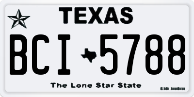 TX license plate BCI5788