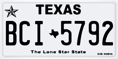 TX license plate BCI5792